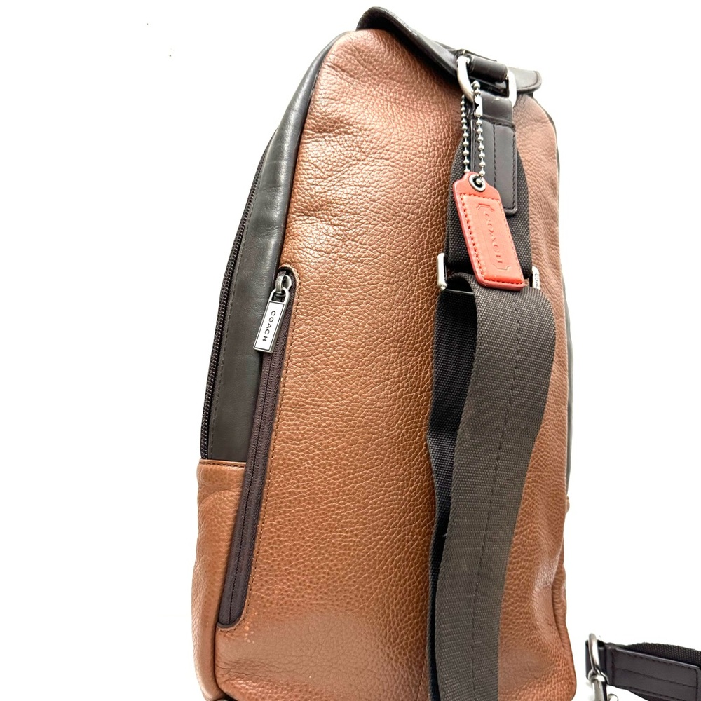Authentic Coach F79022 Men's Crossbody Bag In Brown With An Orange Accent - Picture 16 of 16
